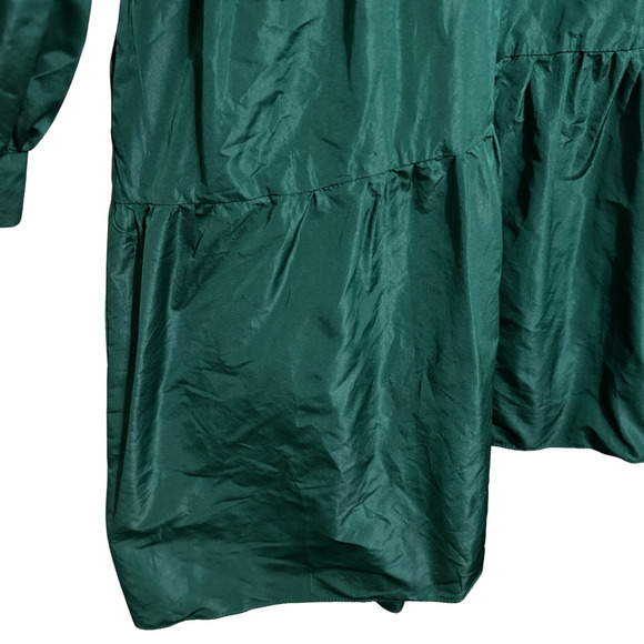 Zara Voluminous Taffeta Green V-Neck Dress - Size XL - Picture 8 of 11
